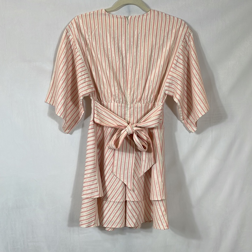 Lovers + Friends Dress XS Blush Pink Stripe Haven NWT Deep V Neckline - Picture 2 of 14